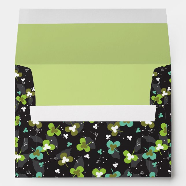 Happy Green Clover Leaves Art Pattern II Envelope (Back (Bottom))