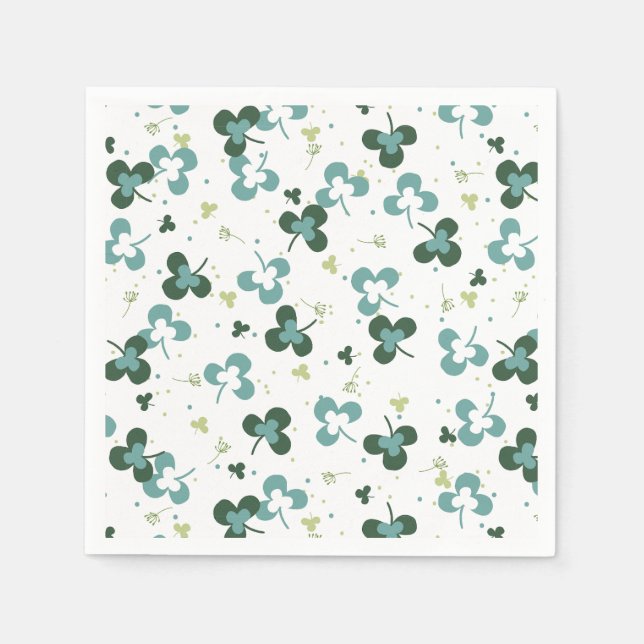 Happy Green Clover Leaves Art Pattern III Napkin (Front)