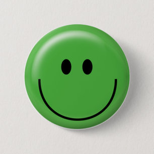 Happy green face 6 cm round badge