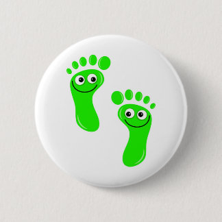 Happy Green Feet 6 Cm Round Badge