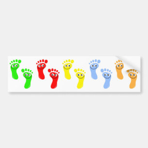 Happy Green Feet, Happy Red Feet, Happy Yellow ... Bumper Sticker
