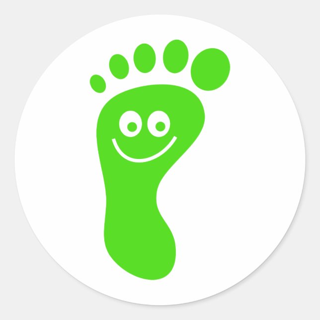 Happy Green Foot Classic Round Sticker (Front)