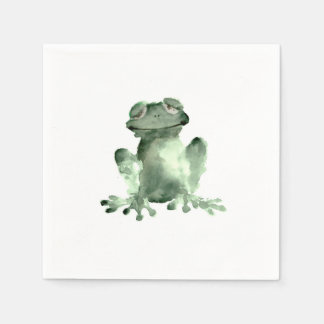 Happy green frog white decorativ paper napkins