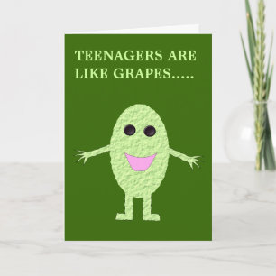 Happy Green Grape Teenagers Greeting Card