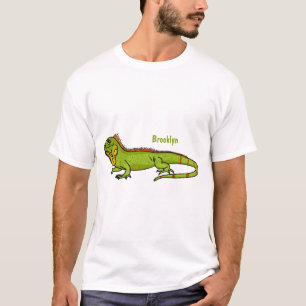 Happy green iguana cartoon illustration  T-Shirt