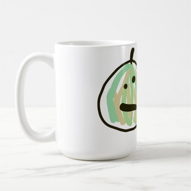Happy Green Jack o Lantern Black Cat  Coffee Mug (Left)