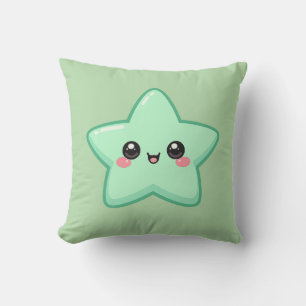Happy Green Star Kawaii Cushion Pillow