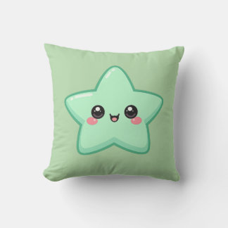 Happy Green Star Kawaii Cushion Pillow 