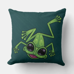 Happy Green Tree Frog Cushion