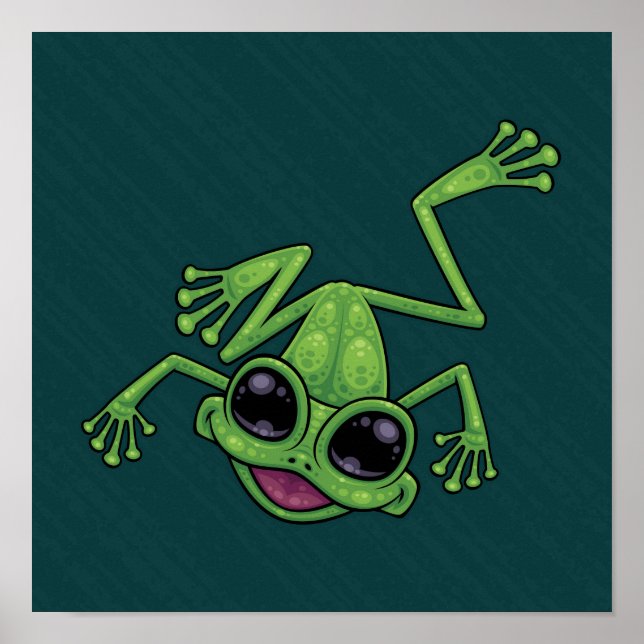 Happy Green Tree Frog Poster (Front)