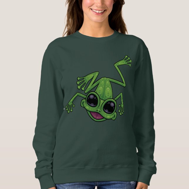 Happy Green Tree Frog Sweatshirt (Front)