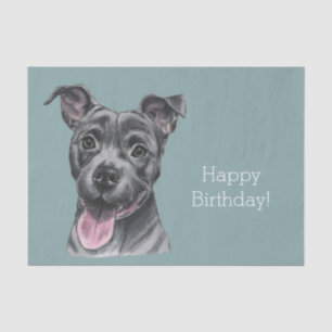 Happy Grey Pit Bull Dog Birthday Tissue Paper