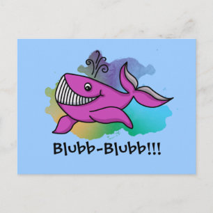 Happy Grinning Whale Postcard