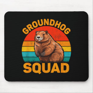 Happy Ground Hog Day Holiday Funny Groundhog Squad Mouse Mat