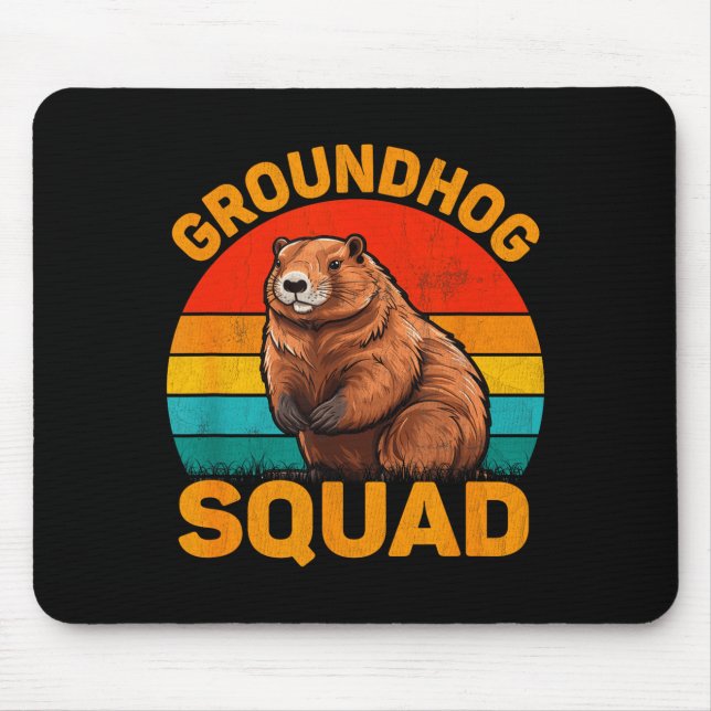 Happy Ground Hog Day Holiday Funny Groundhog Squad Mouse Mat (Front)