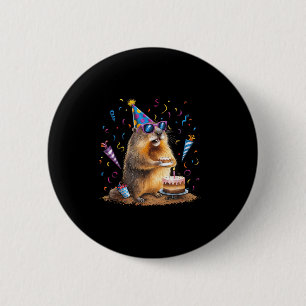 Happy Groundhog Day 12 Feb Ground Hog With Birthda 6 Cm Round Badge