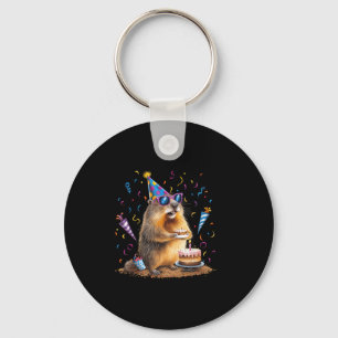 Happy Groundhog Day 12 Feb Ground Hog With Birthda Key Ring
