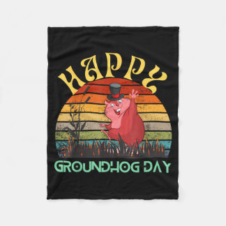 Happy Groundhog Day 2023 Lovers Costume Funny Grou Fleece Blanket