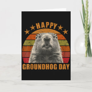 Happy Groundhog Day 2025 Decorations Humorous Retr Card