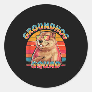 Happy Groundhog Day 2025 Funny Groundhog Squad _1 Classic Round Sticker