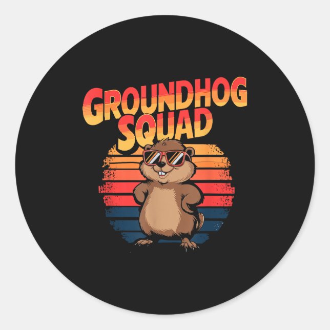 Happy Groundhog Day 2025 - Funny Groundhog Squad _ Classic Round Sticker (Front)