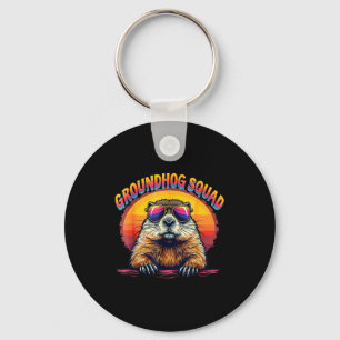 Happy Groundhog Day 2025 Funny Groundhog Squad Key Ring