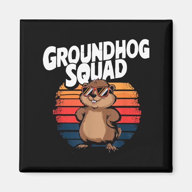 Happy Groundhog Day 2025 - Funny Groundhog Squad  Magnet (Front)