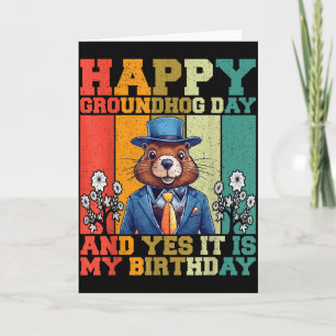 Happy Groundhog Day 2025 Funny Retro Marmot Lover  Card