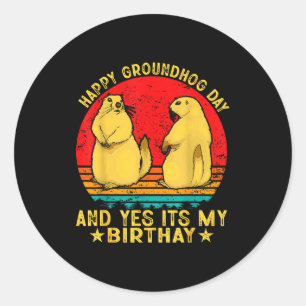 Happy Groundhog Day 2025 Funny Retro Marmot Lover Classic Round Sticker