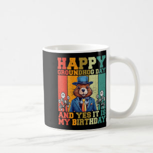 Happy Groundhog Day 2025 Funny Retro Marmot Lover Coffee Mug