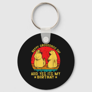 Happy Groundhog Day 2025 Funny Retro Marmot Lover Key Ring