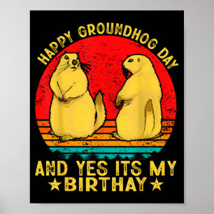 Happy Groundhog Day 2025 Funny Retro Marmot Lover  Poster