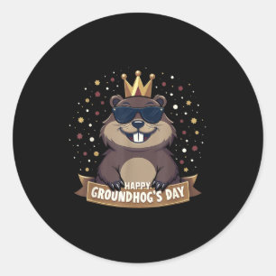 Happy Groundhog Day 2025 Funny Woodchuck Classic Round Sticker