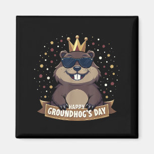 Happy Groundhog Day 2025 Funny Woodchuck Magnet