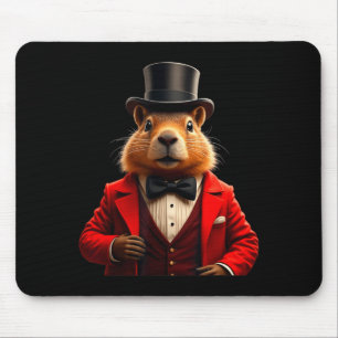 Happy Groundhog Day 2025 Groundhog Gentleman Hat  Mouse Mat