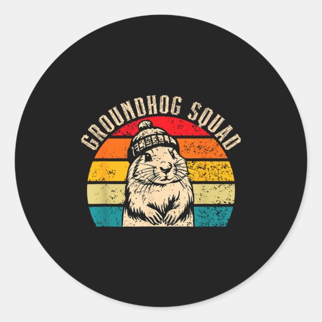 Happy Groundhog Day 2025 Groundhog Squad Woodchuck Classic Round Sticker (Front)