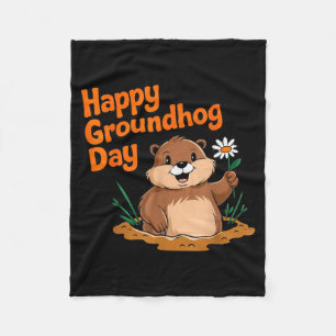 Happy Groundhog Day 2025 Matching Family Funny Par Fleece Blanket