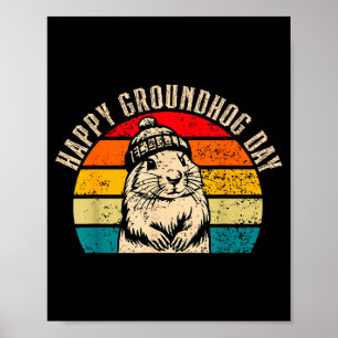 Happy Groundhog Day 2025 Woodchuck Vintage Poster