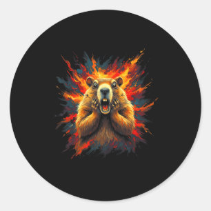 Happy Groundhog Day 2026 Groundhog Gentleman Hat _ Classic Round Sticker