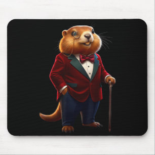 Happy Groundhog Day 2026 Groundhog Gentleman Hat Mouse Mat