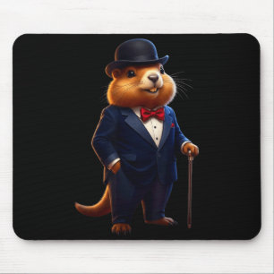 Happy Groundhog Day 2026 Groundhog Gentleman Hat Mouse Mat