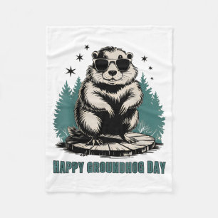 Happy Groundhog Day And Yes Its My Birthday Funny Fleece Blanket