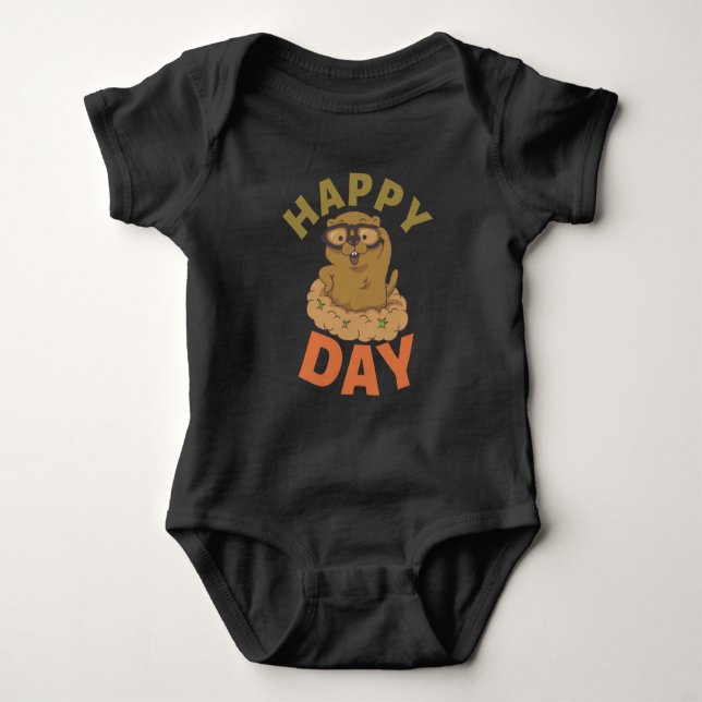 Happy Groundhog Day Baby Bodysuit (Front)