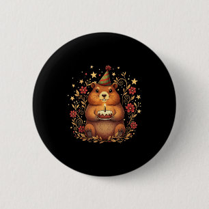 Happy Groundhog Day Birthday Cake Groundhound 6 Cm Round Badge