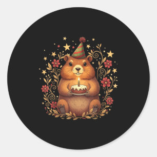 Happy Groundhog Day Birthday Cake Groundhound Classic Round Sticker
