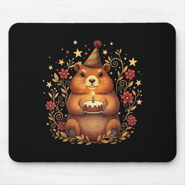 Happy Groundhog Day Birthday Cake Groundhound  Mouse Mat (Front)