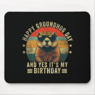 Happy Groundhog Day Birthday Cool Groundhog Mouse Mat