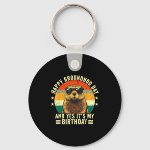 Happy Groundhog Day Birthday Cool Groundhog With S Key Ring