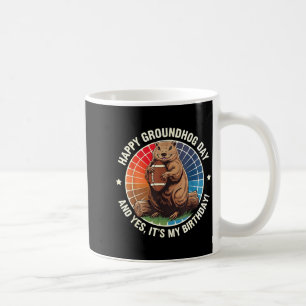 Happy Groundhog Day Birthday Football Funny Retro  Coffee Mug