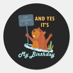 Happy Groundhog Day Birthday On 2nd February Famil Classic Round Sticker